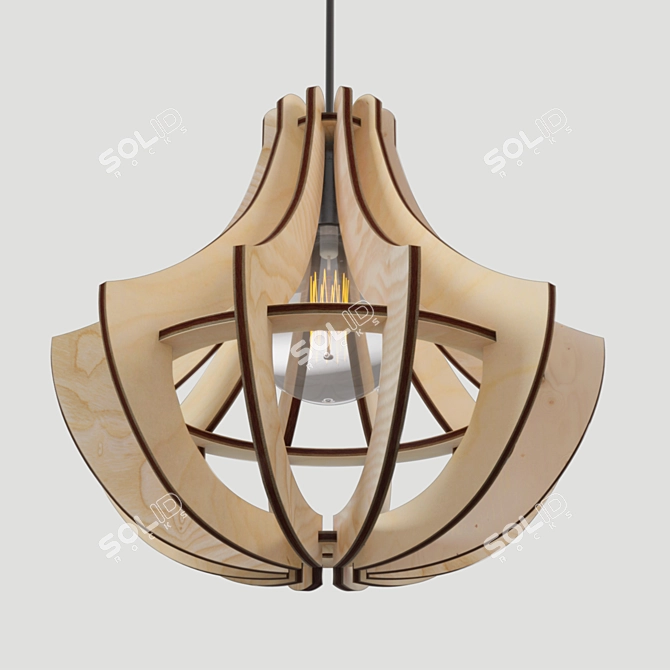 Modern Wooden Pendant Light 3D model image 3