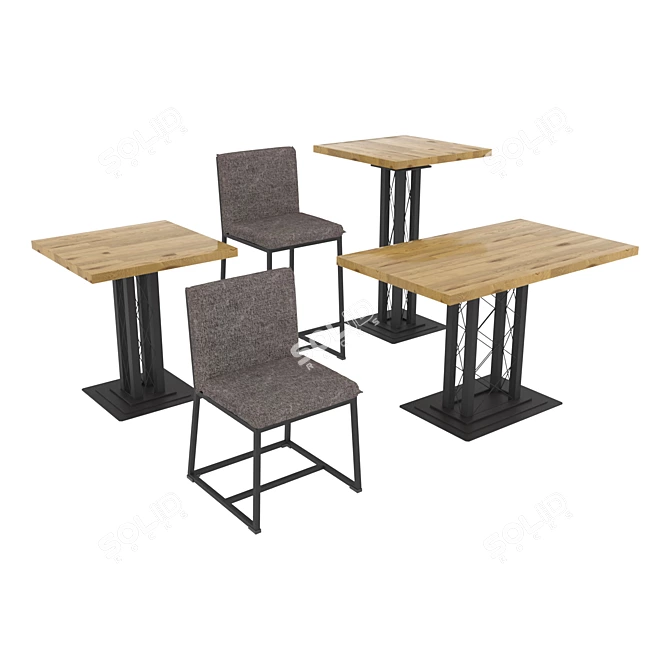 Cafe Set: Tables & Chairs 3D model image 1