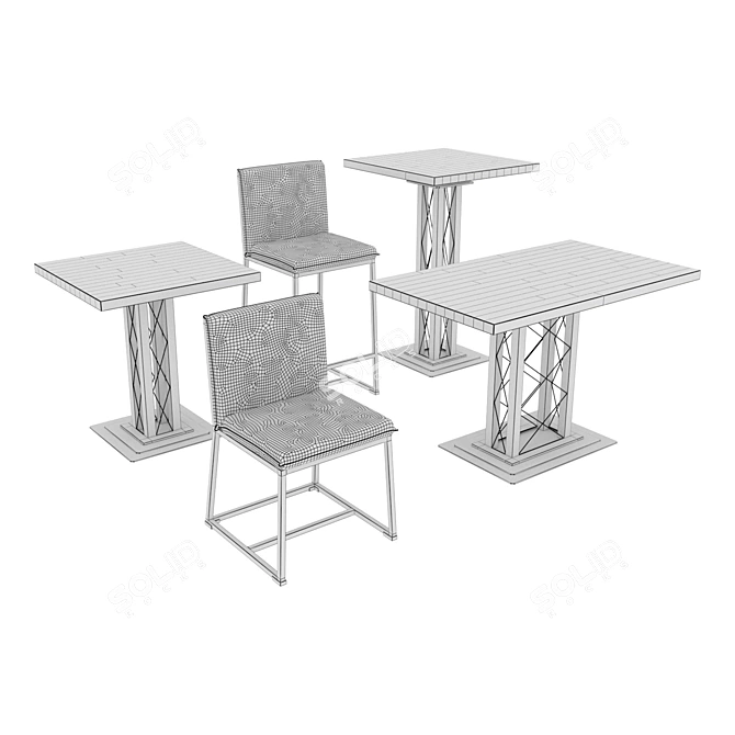 Cafe Set: Tables & Chairs 3D model image 2