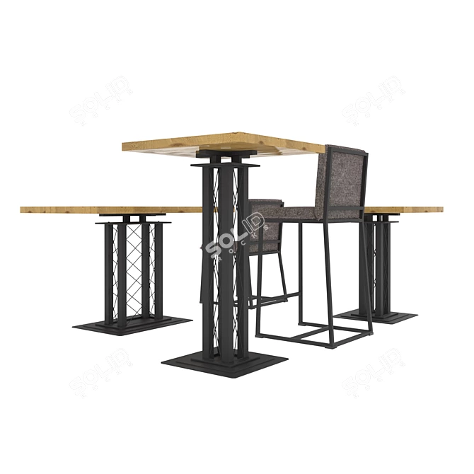 Cafe Set: Tables & Chairs 3D model image 3