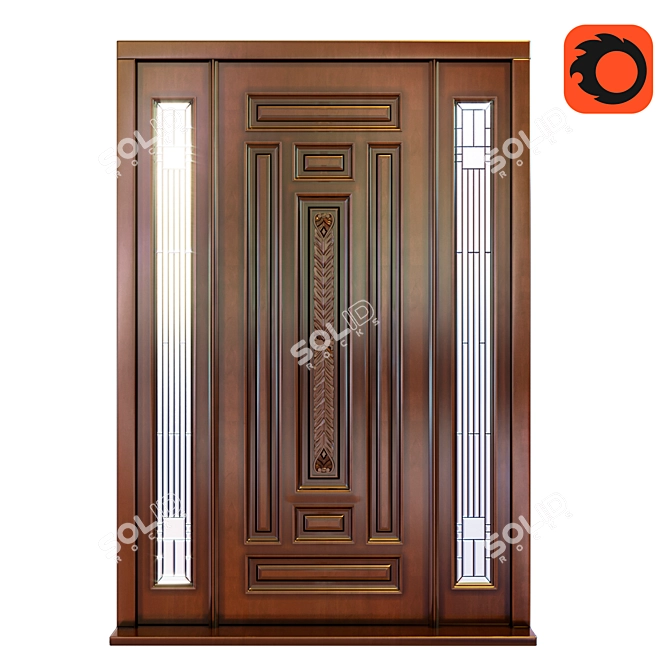 Elegant Mahogany Front Door 3D model image 1