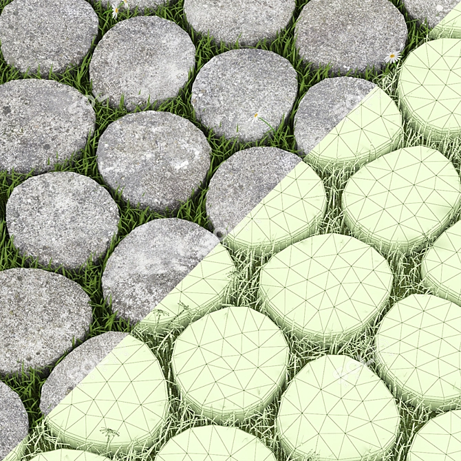 Grassy Oasis Paving Stone 3D model image 3