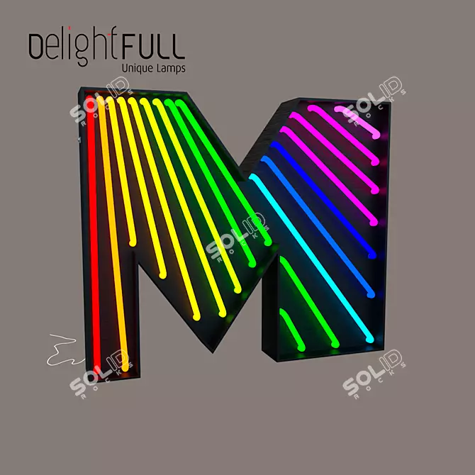 Modern Metal Neon Graphic Lamp 3D model image 1