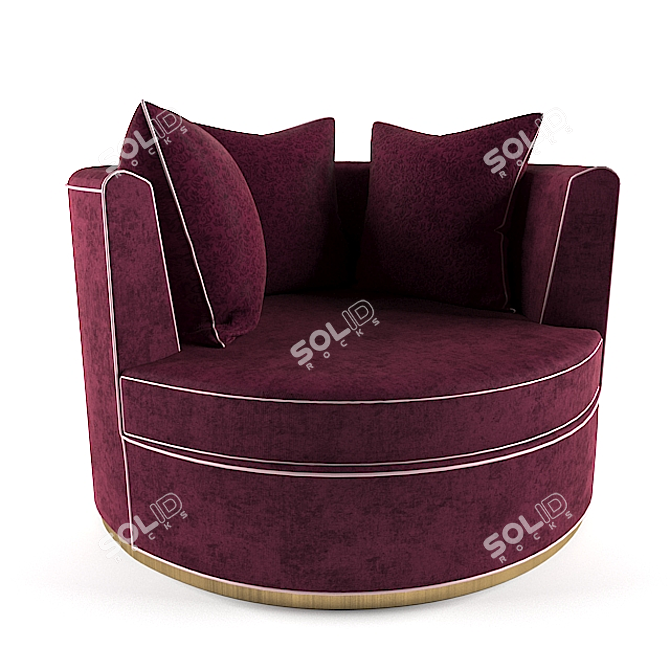 Luxurious Ruby Velvet Armchair 3D model image 1