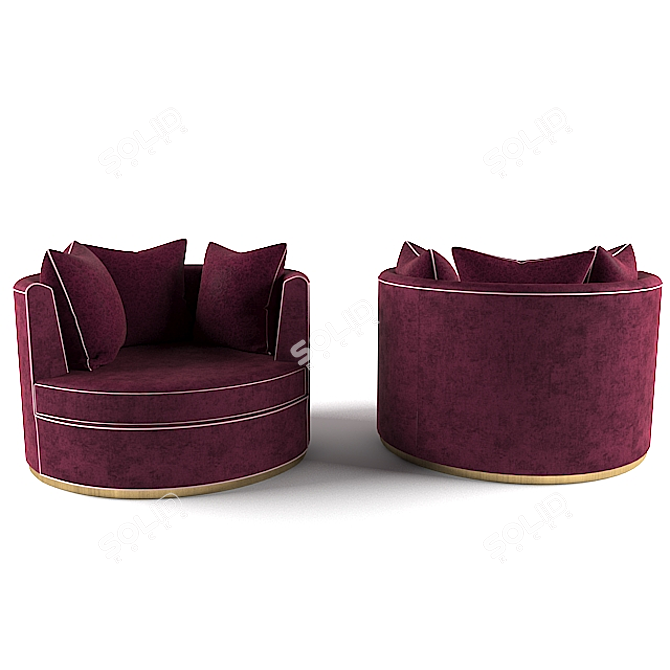 Luxurious Ruby Velvet Armchair 3D model image 2