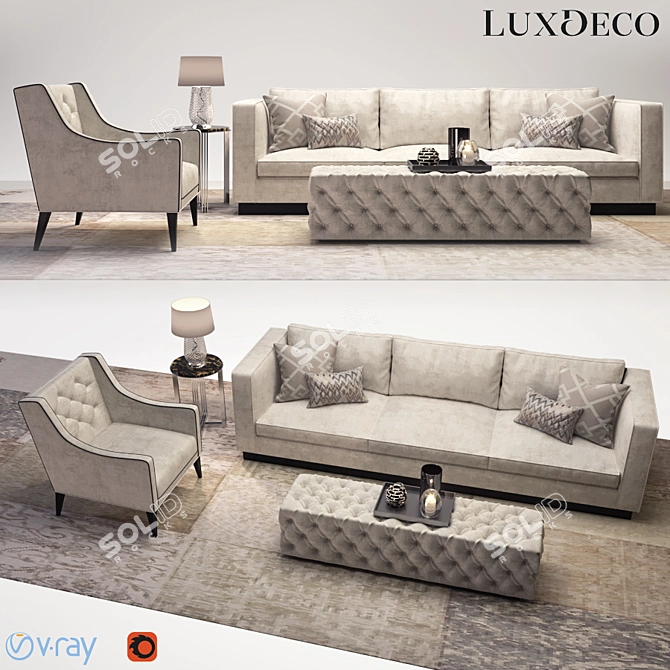 Luxdeco Living Room Furniture Set 3D model image 1