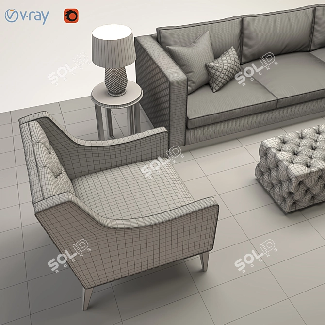 Luxdeco Living Room Furniture Set 3D model image 3