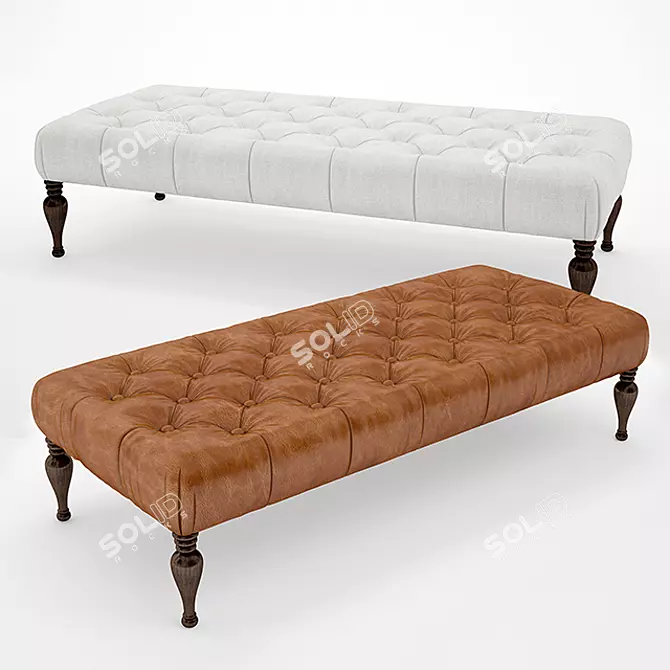 Bennett Rectangular Ottoman - Stylish Upholstered Seating 3D model image 1