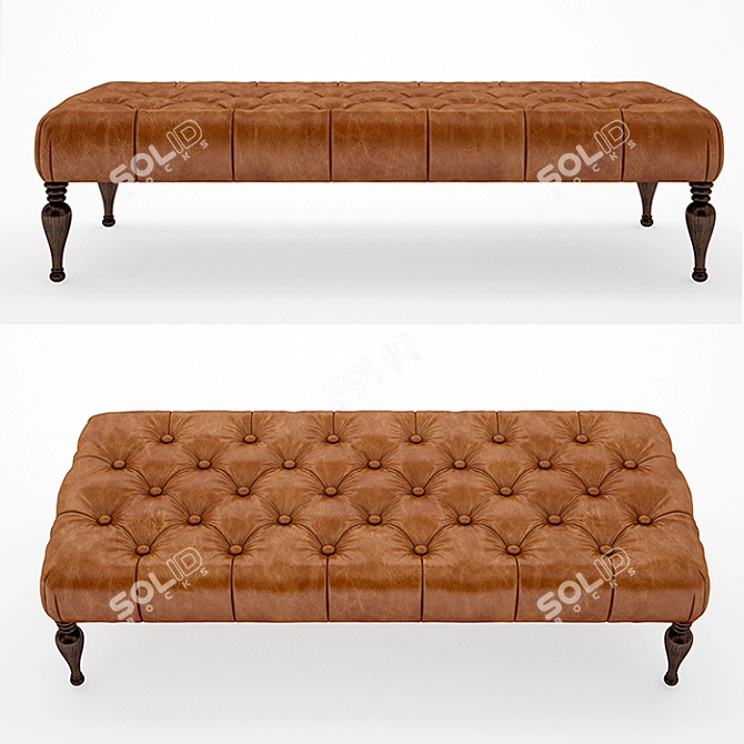 Bennett Rectangular Ottoman - Stylish Upholstered Seating 3D model image 2