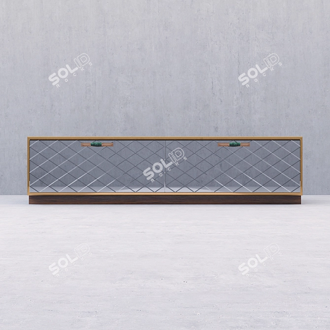 Golden Rhombic TV Stand 3D model image 1