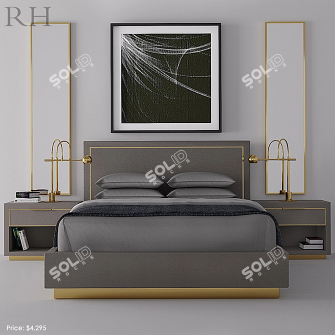 Luxury Shagreen King Platform Bed 3D model image 1