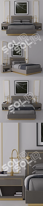 Luxury Shagreen King Platform Bed 3D model image 2