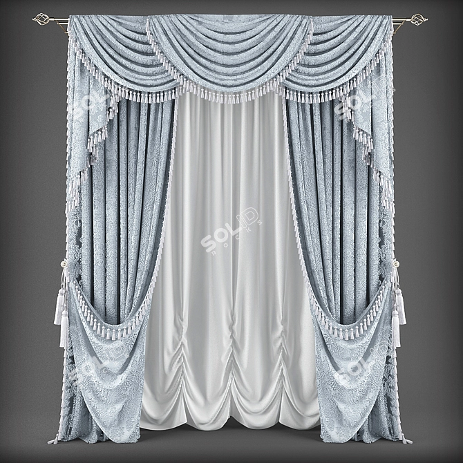 Classic Style Curtains 3D model image 1