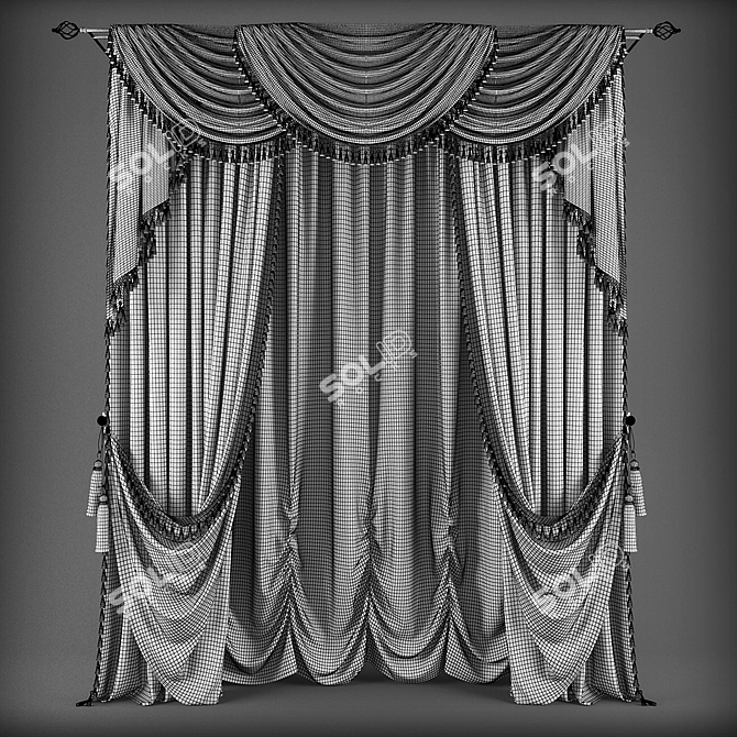 Classic Style Curtains 3D model image 2