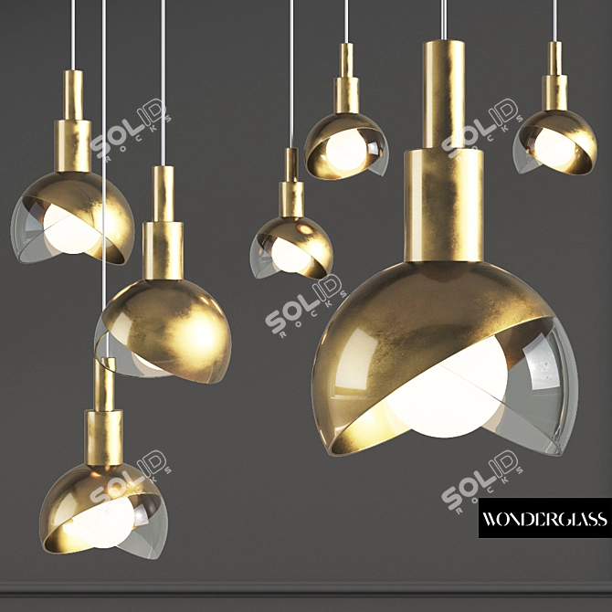 Elegant Copper and Glass Suspension 3D model image 1