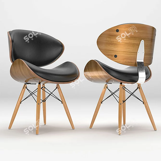 Sleek Walnut Chair 3D model image 1