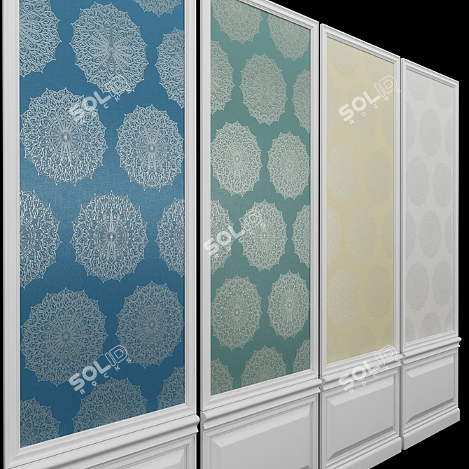 Seabrook Indigo-6: Artisanal American Indigo Print Wallpaper 3D model image 2