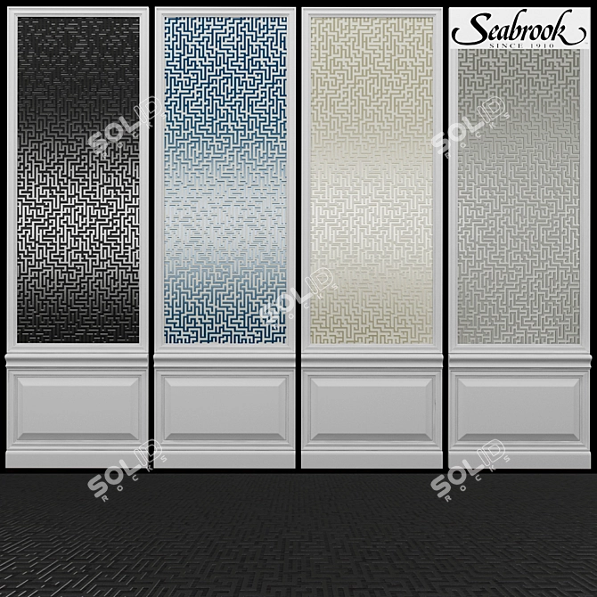 Seabrook Indigo-9: USA-Made Acrylic Coated Screen Printed Wallpaper 3D model image 1