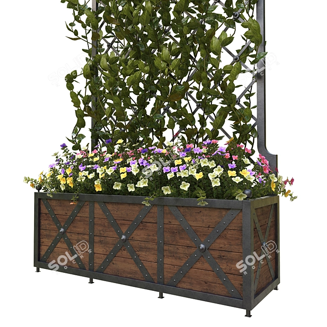 Classic Flowered Pergola (1500mm x 500mm x 4000mm) 3D model image 2