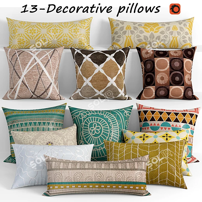 Chic Pillows Set: Stylish Home Decor 3D model image 1