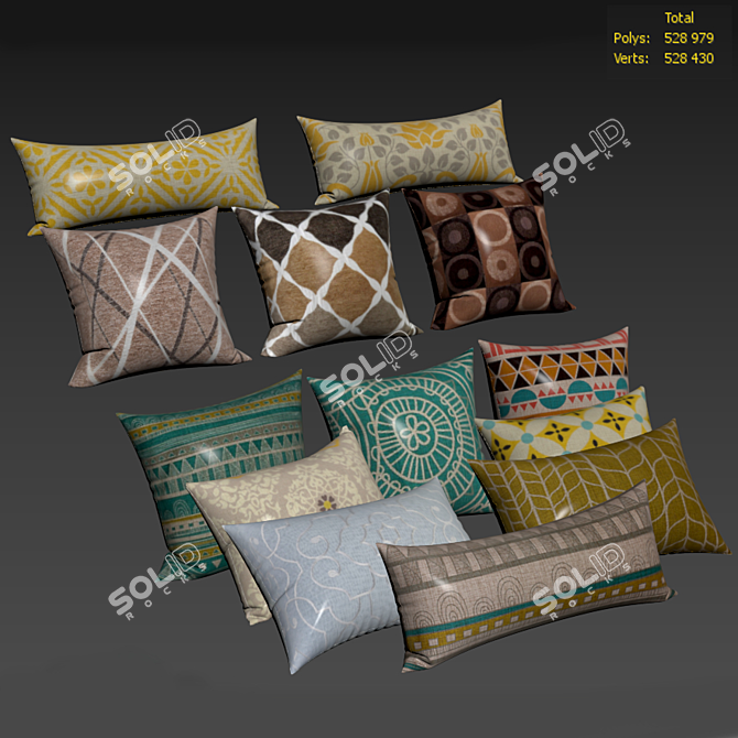 Chic Pillows Set: Stylish Home Decor 3D model image 2