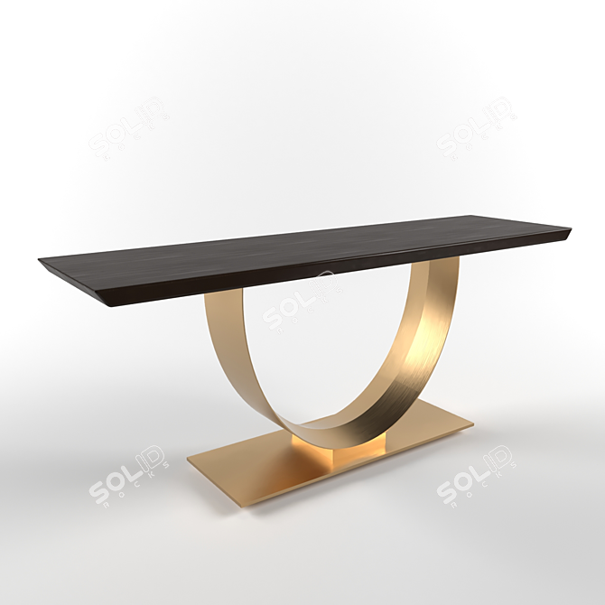 Walnut & Copper Luxury Console 3D model image 3