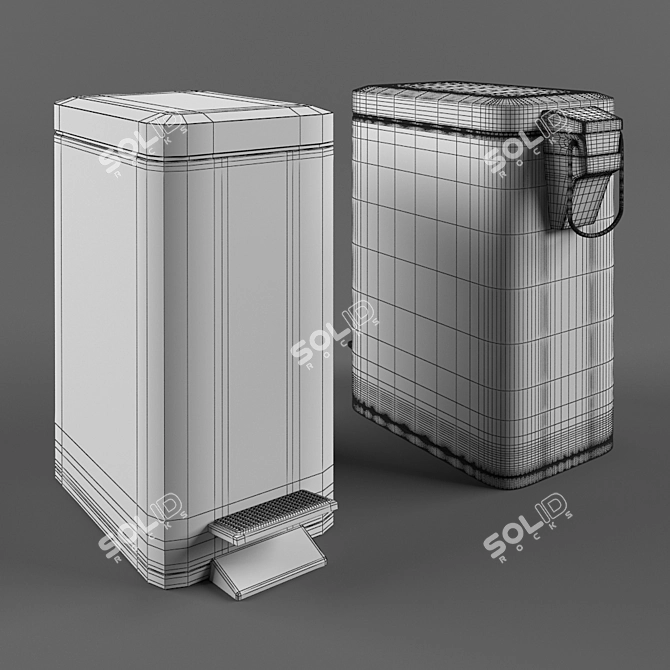 Wess Aneth Garbage Can: Pedal, 5L Capacity 3D model image 2