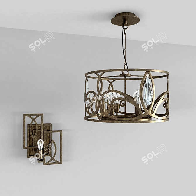 Eisner Chandelier and Sconce Set 3D model image 1