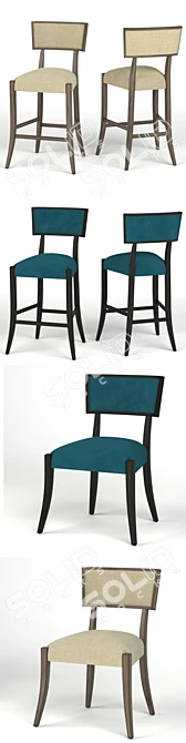 Timeless Elegance: Classic Klismos Chair & Stool 3D model image 2