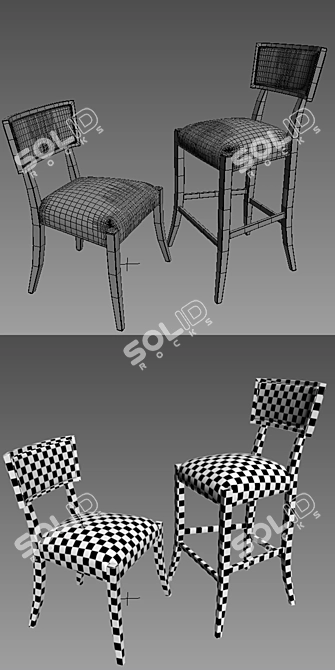 Timeless Elegance: Classic Klismos Chair & Stool 3D model image 3