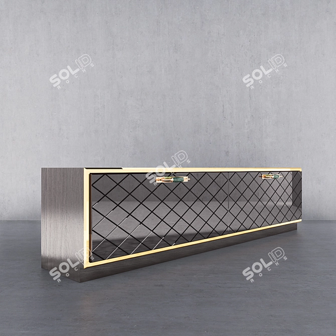 Rhombic Black Mirror TV Stand 3D model image 2