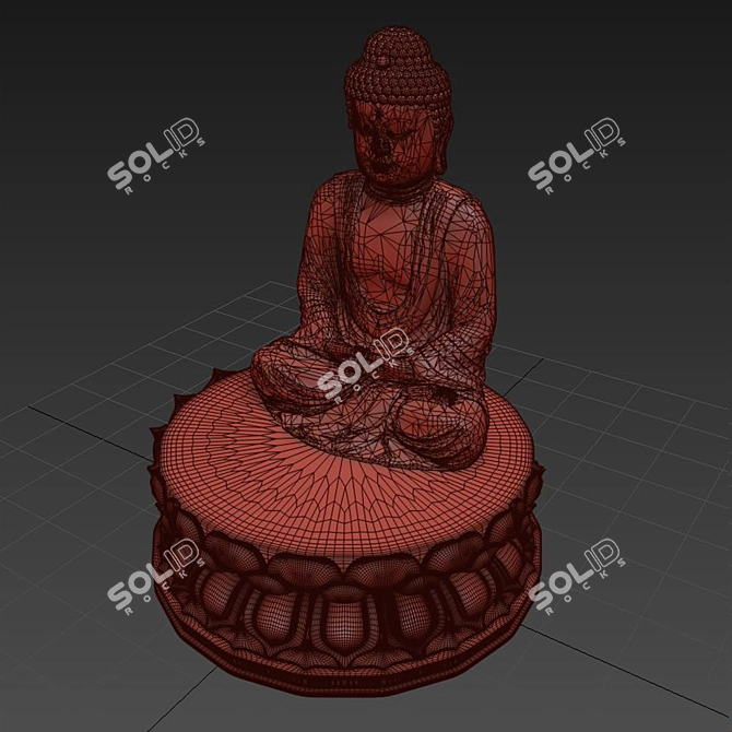 Enlightened Indian Buddha Sculpture 3D model image 3