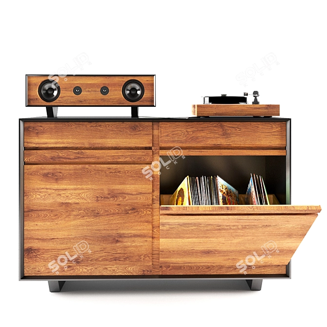 Vinyl-Inspired Chest of Drawers 3D model image 1