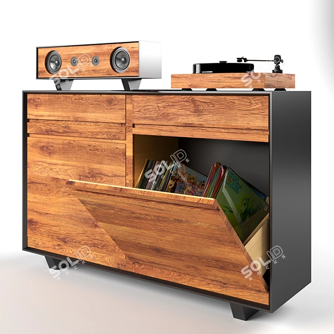 Vinyl-Inspired Chest of Drawers 3D model image 3