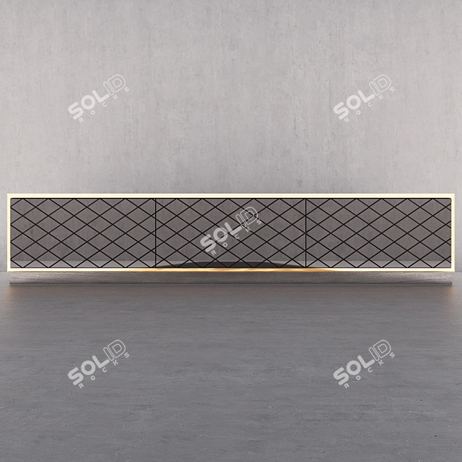 Rhombic Black Mirror TV Stand 3D model image 1