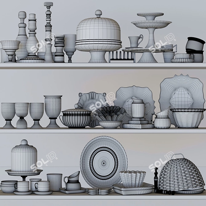 Versatile Kitchen Essentials Set: Dishes, Utensils & More 3D model image 2