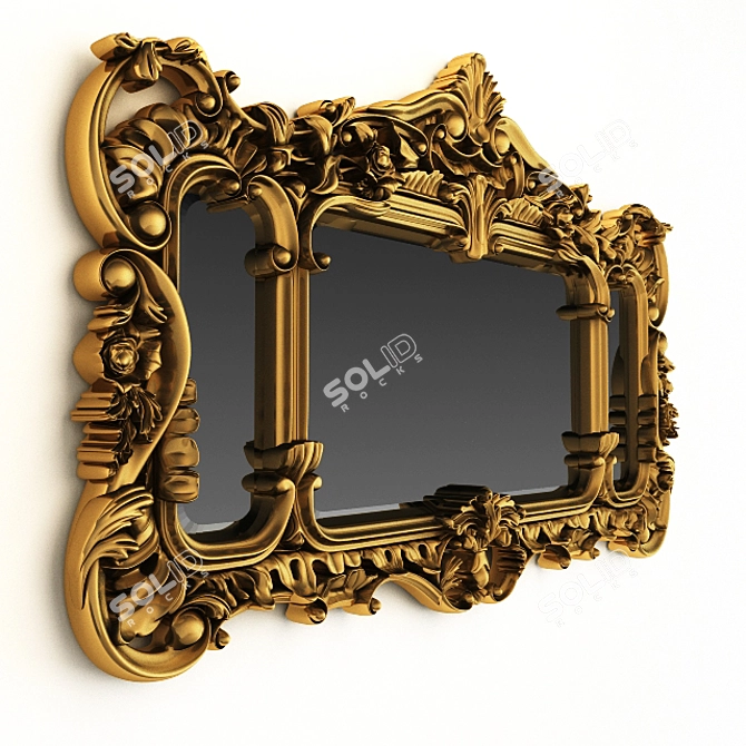 Elegant Chippendale Gilt Mirror 3D model image 2