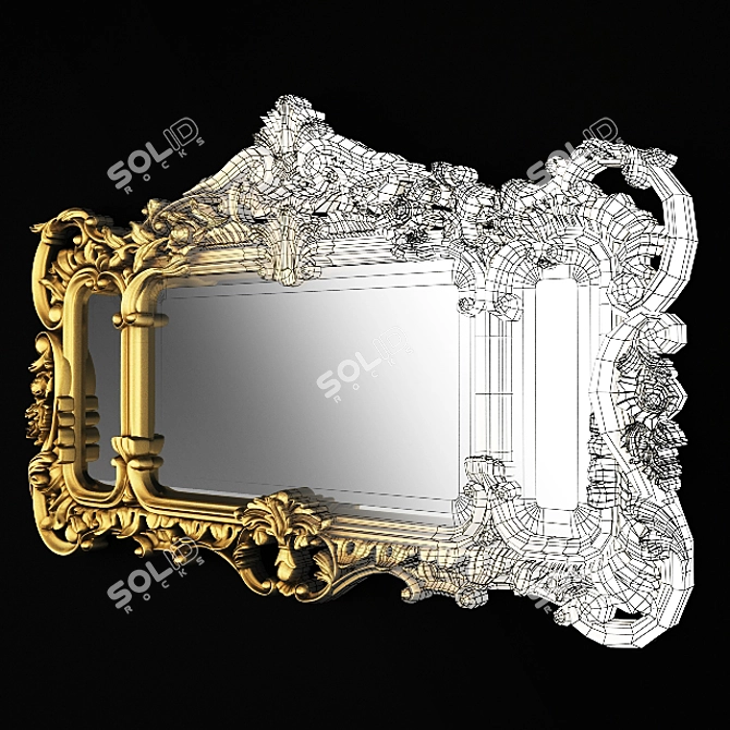 Elegant Chippendale Gilt Mirror 3D model image 3