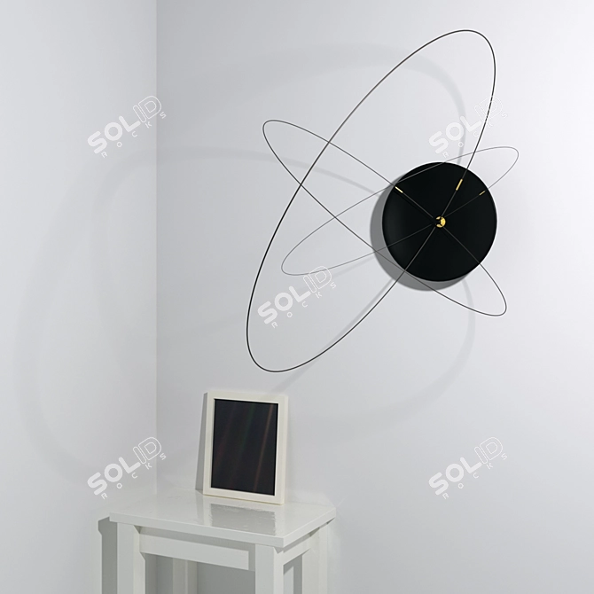 Sleek Orbital Wall Clock 3D model image 2