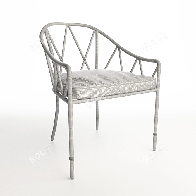 Title: Halsey Rattan Chair - Elegant Cream & Natural Design 3D model image 3