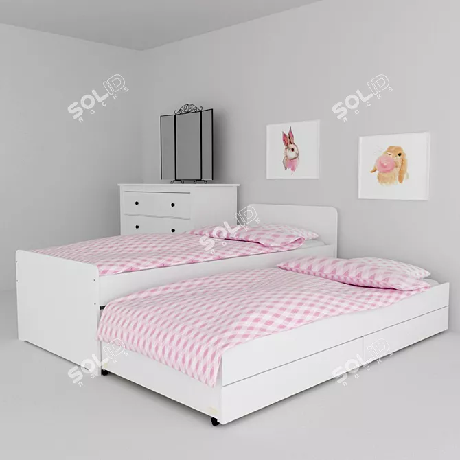 Sleek SLAKT Bed: Modern Nursery Furniture 3D model image 1