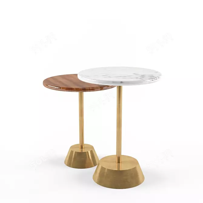 Elegant Marble Wood Gold Table 3D model image 1