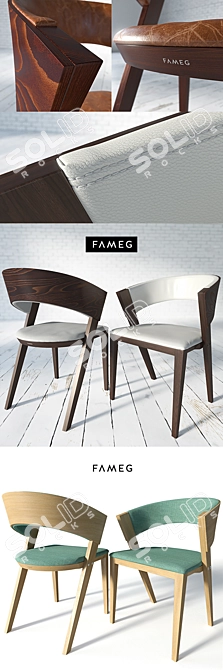 FAMEG B-1404 Wooden Chair 3D model image 2