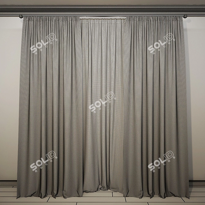 Kids' Straight Shadow Curtains 3D model image 2