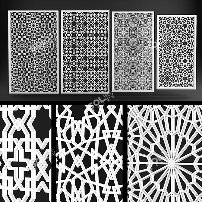 Islamic Geometric Decor Panels 3D model image 1