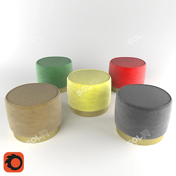 Cosy Round Pouf 3D model image 1