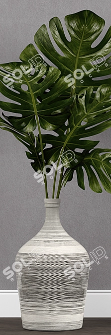 Elegant Monstera Leaf Vase 3D model image 2