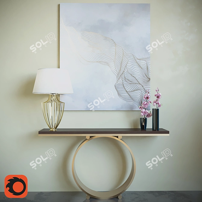 Sleek Circular Console Table 3D model image 1