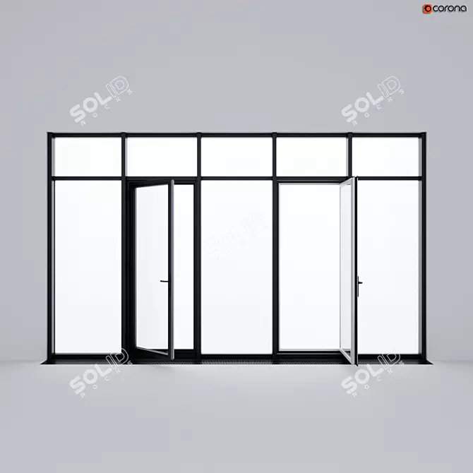 Panoramic Aluminum Glazing: White Exterior, Graphite Interior 3D model image 1