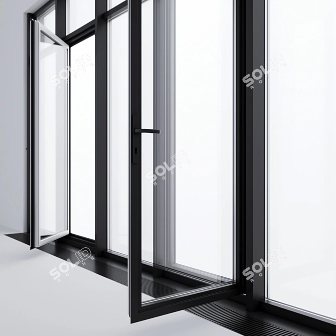 Panoramic Aluminum Glazing: White Exterior, Graphite Interior 3D model image 2
